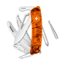 Navaja HUNTING Single Hand SH10 TR-HUTT, Wavy Edge+Saw, 14 funciones, camo ramas orange