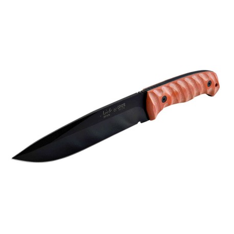 Cuchillo Coyote táctico y supervivencia con funda de piel, acero AN58