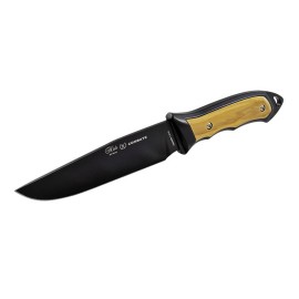 Cuchillo Combate, funda de piel, mango madera